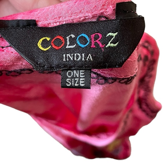 Colorz Pink Rainbow Hippie Boho Earthy Eclectic Tie Dye Embroidered Midi Dress - Picture 6 of 7